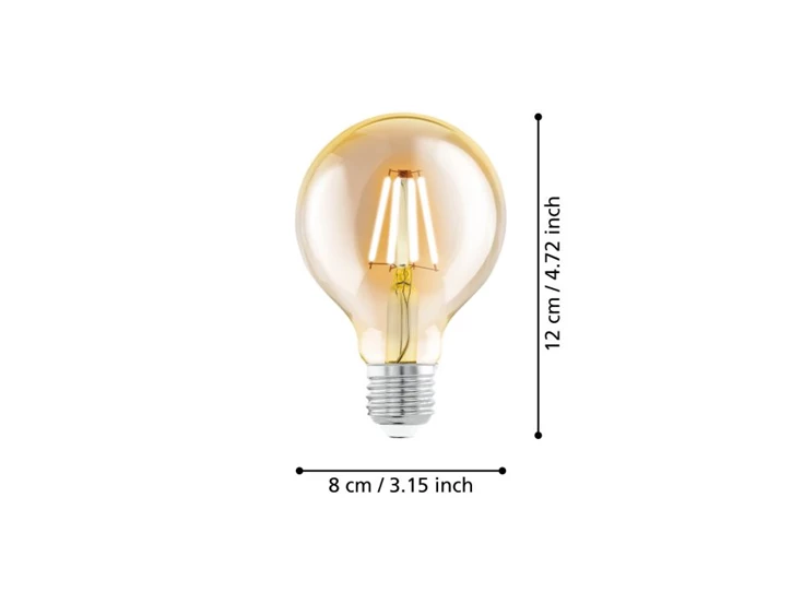 VINTAGE LED E27 GLOBE 80 330LM 2200K- afmetingen