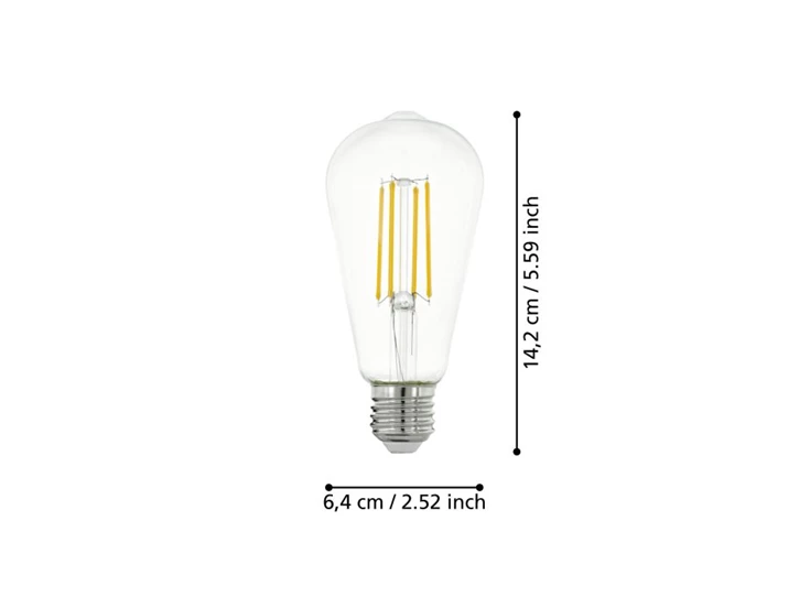 LM-E27-LED ST64 7W 2700K KLAR- afmetingen
