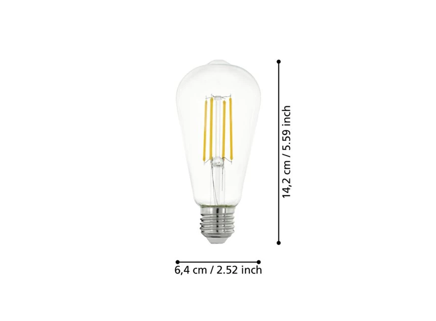 LM-E27-LED ST64 7W 2700K KLAR- afmetingen