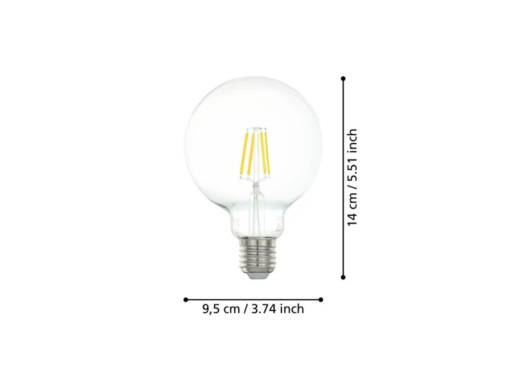 FILAMENT LED E27 GLOBE 95 FILAMENT 550LM 2700K- afmetingen
