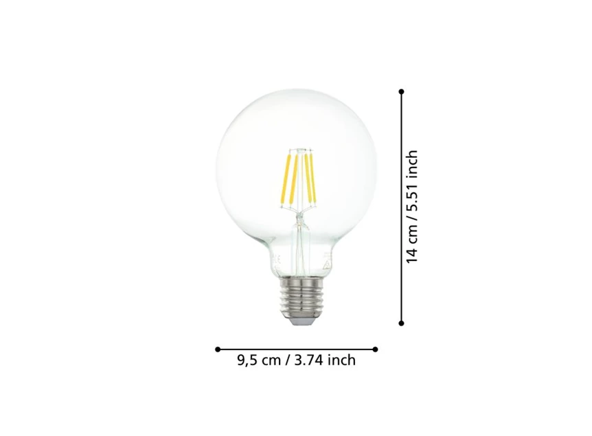 FILAMENT LED E27 GLOBE 95 FILAMENT 550LM 2700K- afmetingen