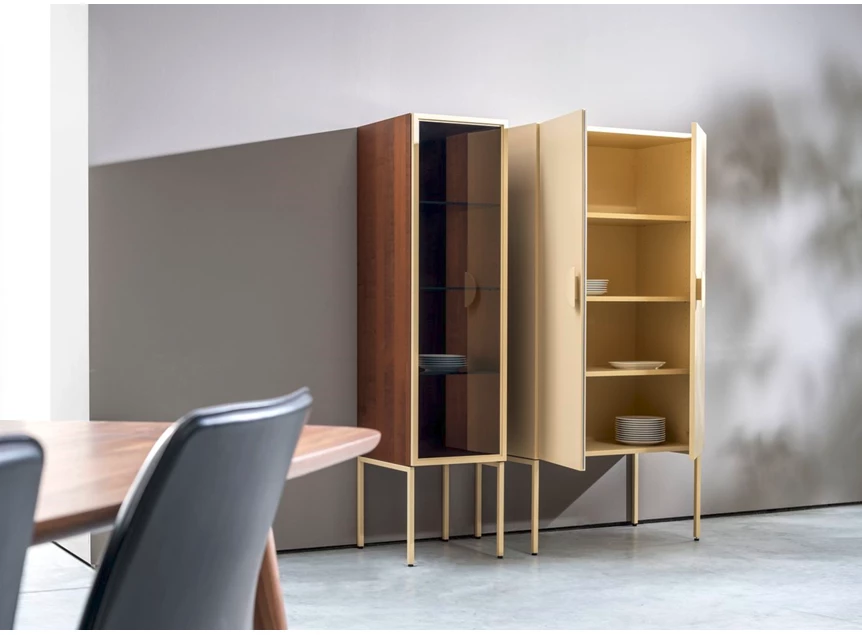 Kerselaar Barkast met vitrine Cubo opstelling 209 combi matte lak en hout Sudbrock
