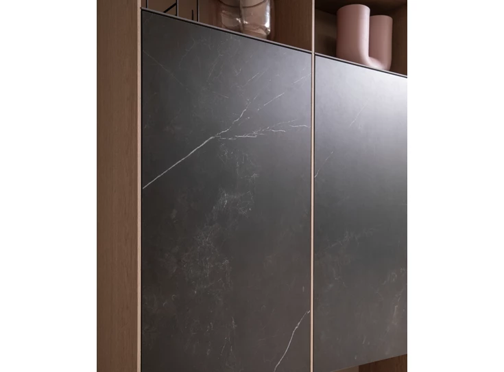 Detail Wandkast Scala Cubo opstelling 174 combi hout en keramiek Sudbrock