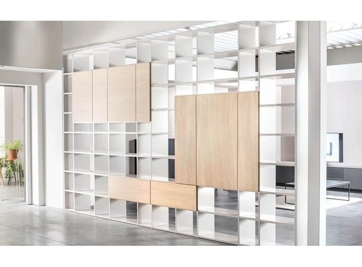 Roomdivider Fokus opstelling 49 combi matte lak en hout Sudbrock