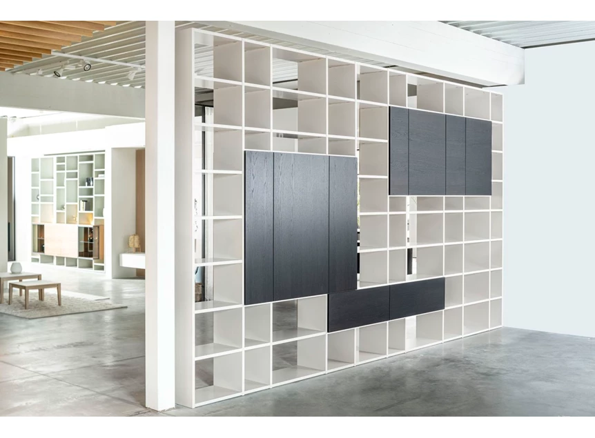 Roomdivider Fokus opstelling 49 combi matte lak en hout donker Sudbrock