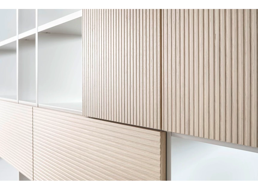 Ribfront Roomdivider Fokus opstelling 49 combi matte lak en hout Sudbrock