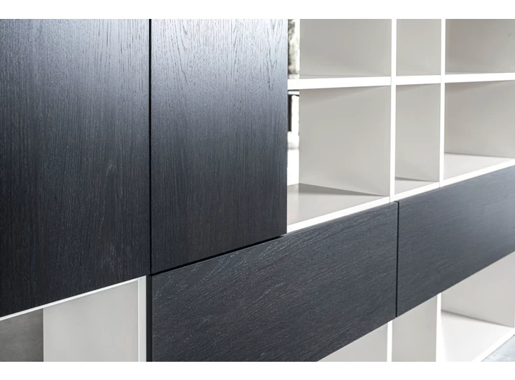 Fineer front glad Roomdivider Fokus opstelling 49 combi matte lak en hout Sudbrock