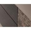 Detail Dressoir Cubo hangend opstelling 216 combi matte lak glas en keramiek Sudbrock