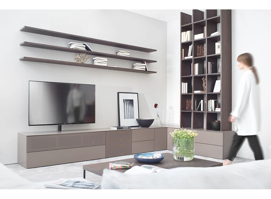 Tv-kast Cubo in hoek opstelling 85 matte lak en hout Sudbrock