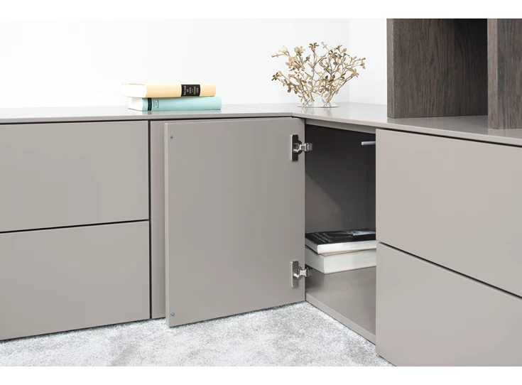 Open Tv-kast Cubo in hoek opstelling 85 matte lak en hout Sudbrock