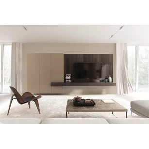 Tv-kast Cubo hangend opstelling 215 matte lak zandkleur met hout Sudbrock