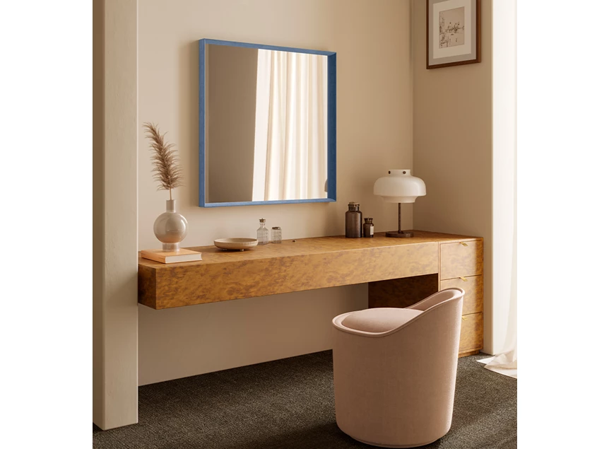 Maatwerk Spiegel Velvet Blue Rect 2924.381 rechthoekig fluweel Deknudt Mirrors