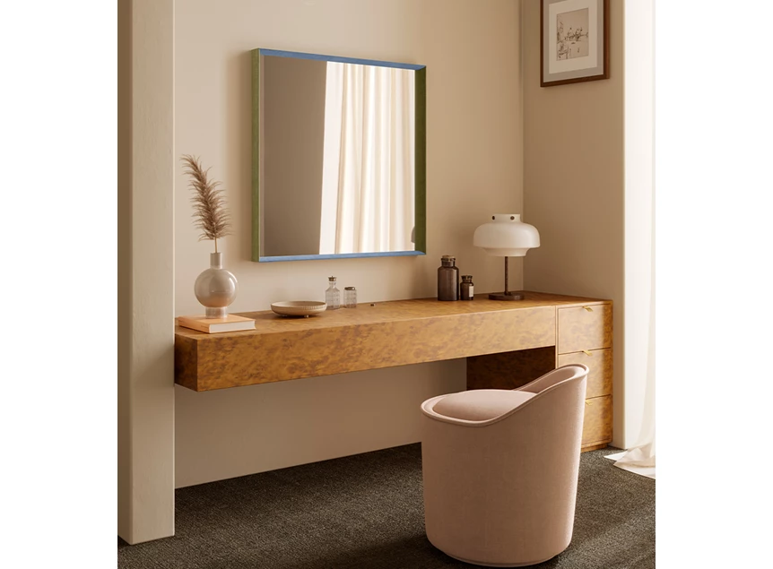 Combi blauw groen Spiegel Velvet Blue Rect 2924.381 rechthoekig fluweel Deknudt Mirrors