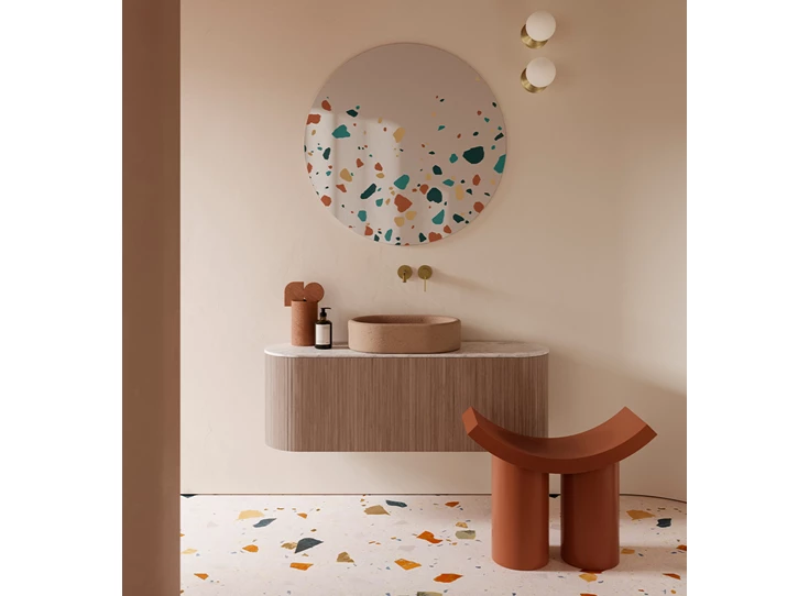 Sfeerfoto Spiegel Terrazzo Round 2925.381 rond kleur Deknudt Mirrors