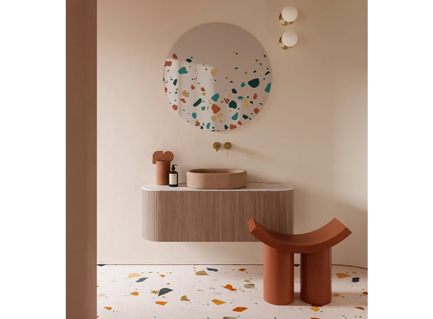 Sfeerfoto Spiegel Terrazzo Round 2925.381 rond kleur Deknudt Mirrors