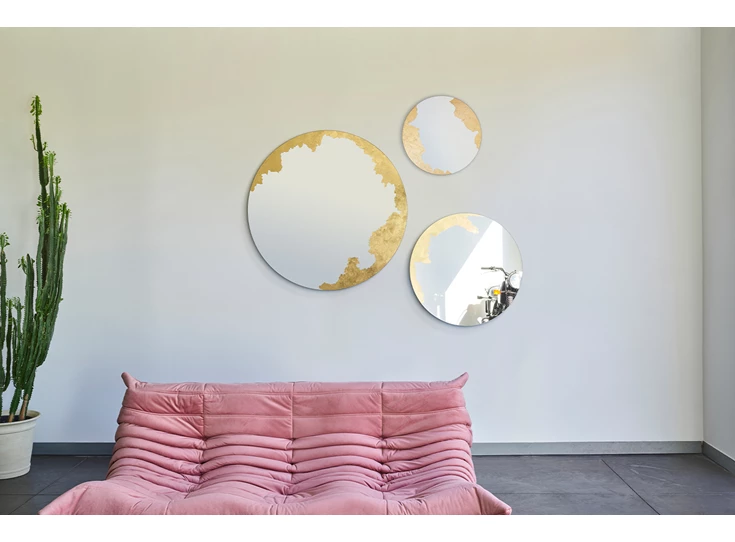 Set van 3 Spiegel Ornato Round M 2909.211 rond goud Deknudt Mirrors