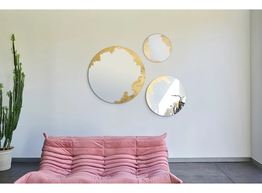 Set van 3 Spiegel Ornato Round M 2909.211 rond goud Deknudt Mirrors