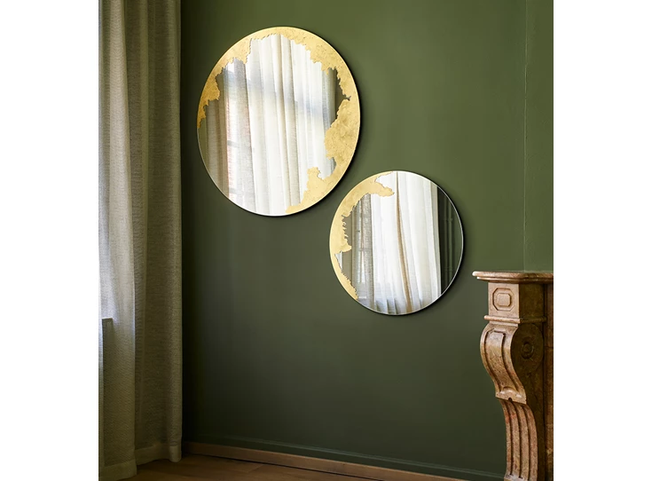 Set van 2 Spiegel Ornato Round M 2909.211 rond goud Deknudt Mirrors