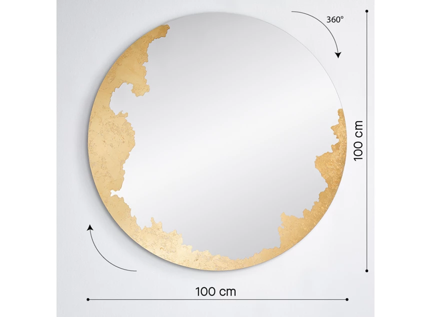 Afmetingen Spiegel Ornato Round L 2909.311 rond goud Deknudt Mirrors