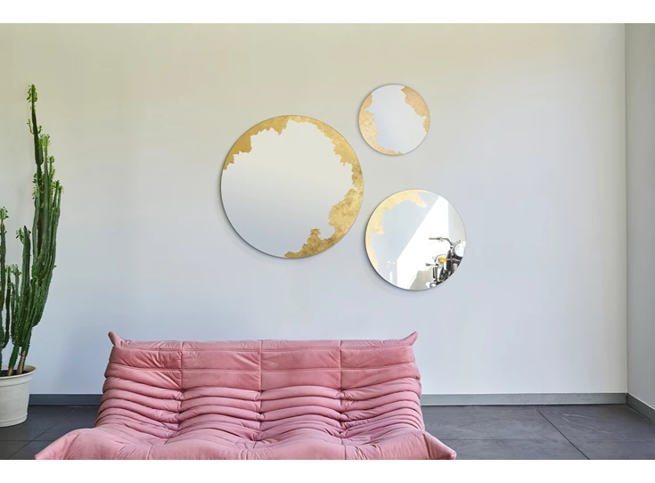 Set van 3 Spiegel Ornato Round L 2909.311 rond goud Deknudt Mirrors