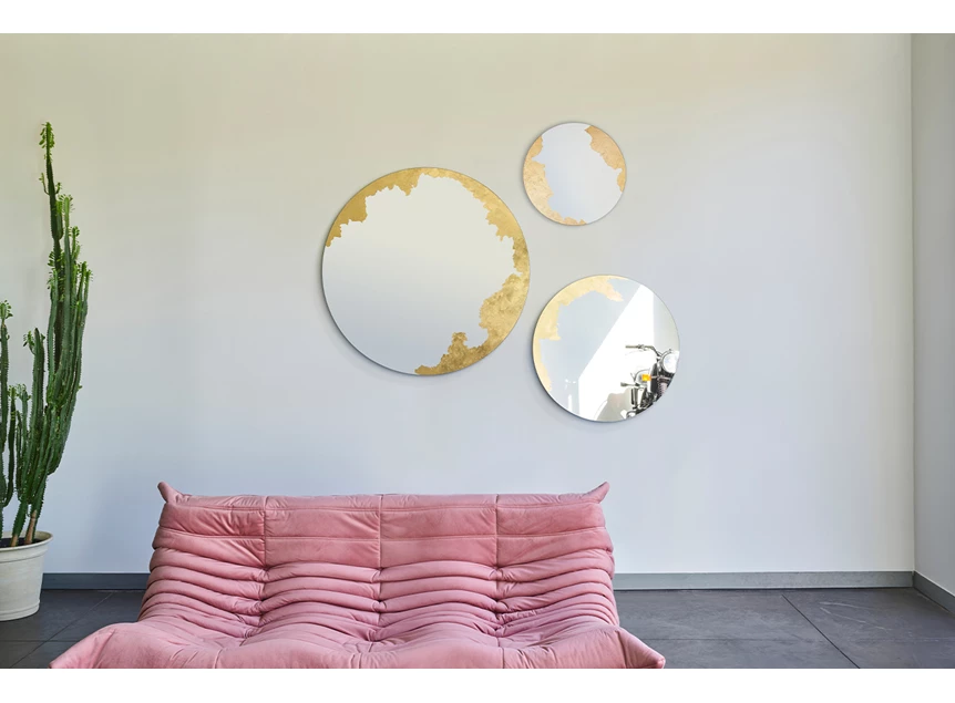 Set van 3 Spiegel Ornato Round L 2909.311 rond goud Deknudt Mirrors
