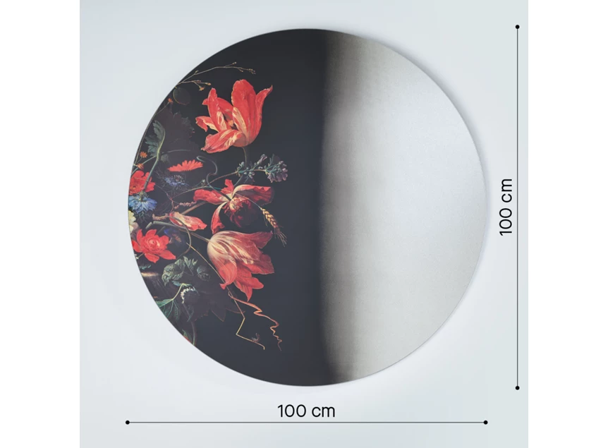 Afmetingen Spiegel Museo 2879.281 rond bloemen kunst Deknudt Mirrors