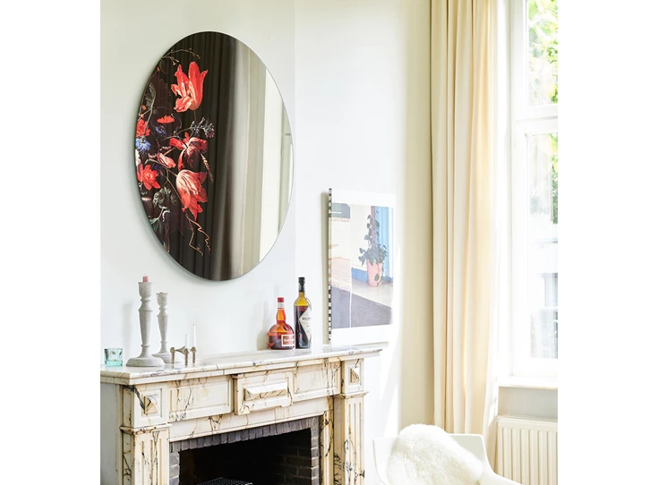 Zijkant Spiegel Museo 2879.281 rond bloemen kunst Deknudt Mirrors