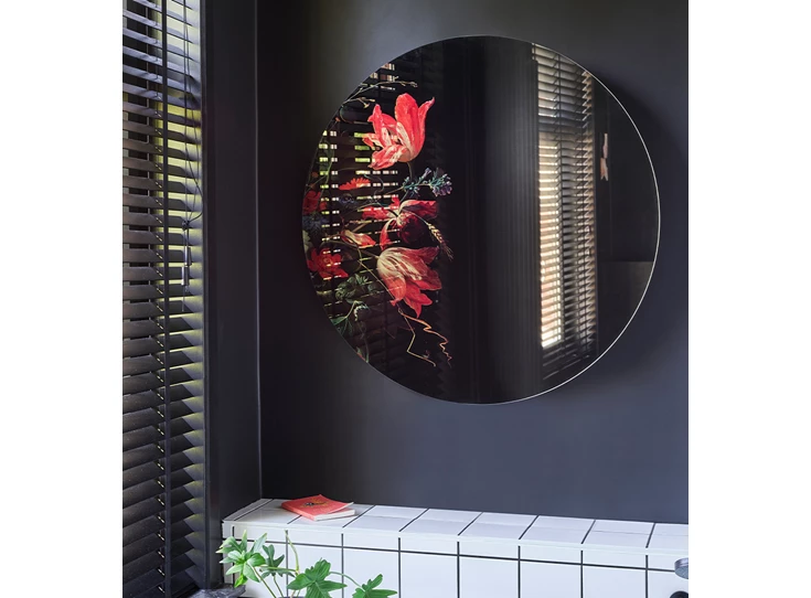 Badkamer Spiegel Museo 2879.281 rond bloemen kunst Deknudt Mirrors