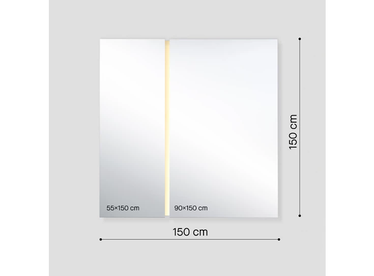 Afmetingen Spiegel Luna Light Rect M 2869.290 vierkant Deknudt Mirrors