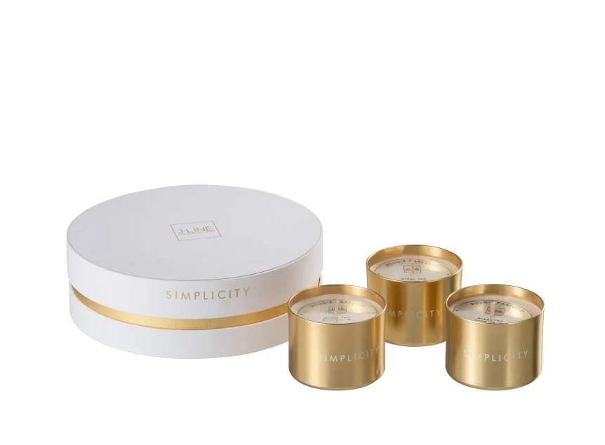 94146 Jolipa J-Line Geurkaarsen Simplicity Set/3 Goud/Wit 18H