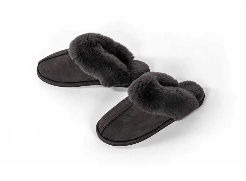 Snuggs suede pantoffels- 38/39- zwart