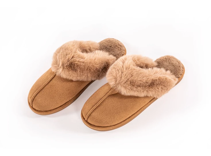 Snuggs suede pantoffels- 38/39- cognac