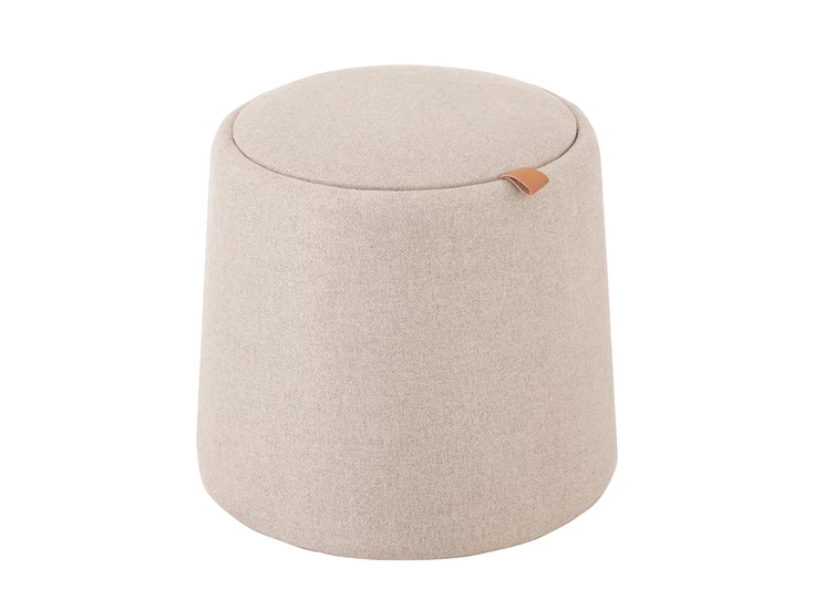 poef bijzettafel - rond - textiel hout - beige 25046 Web.jpg