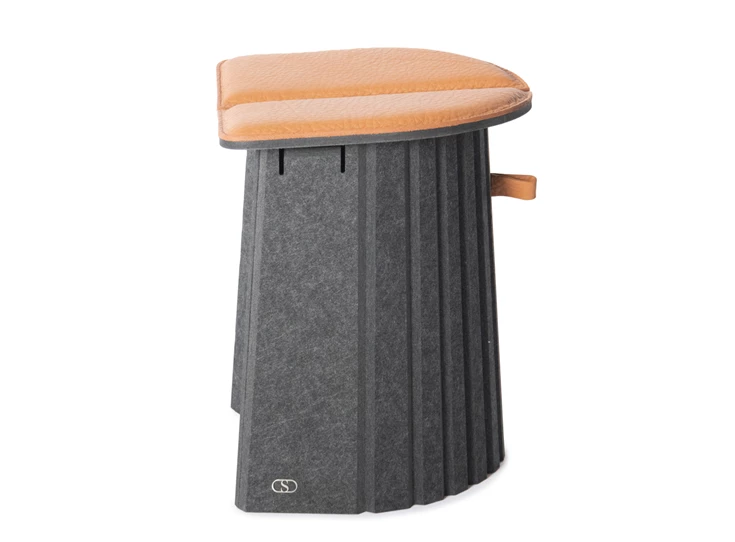 Zijkant Opvouwbare poef Agility DS-5010 leder cognac De Sede