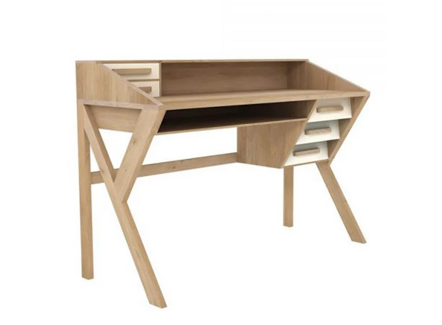 Oak Origami Desk Cream Ethnicraft 45056 schuin voor.jpg