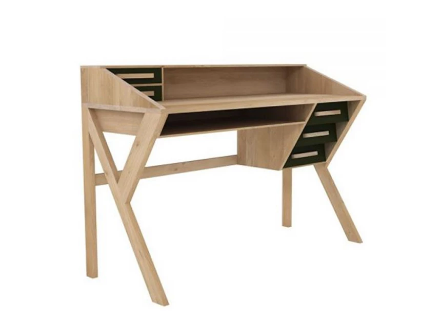 Oak Origami Desk Black Ethnicraft 45055 schuin voor.jpg