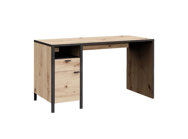 Bureau In-Loft 1 artisan eik-donker staal 135x60cm schuin voor.jpg