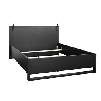 Bedkader Romy 140x200cm bauwens zwart hout schuin voor.jpg