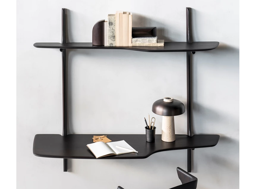 Inzoom Hangende bureau Mahogany Pi Dark Brown Wall Mounted Desk 35062 Ethnicraft