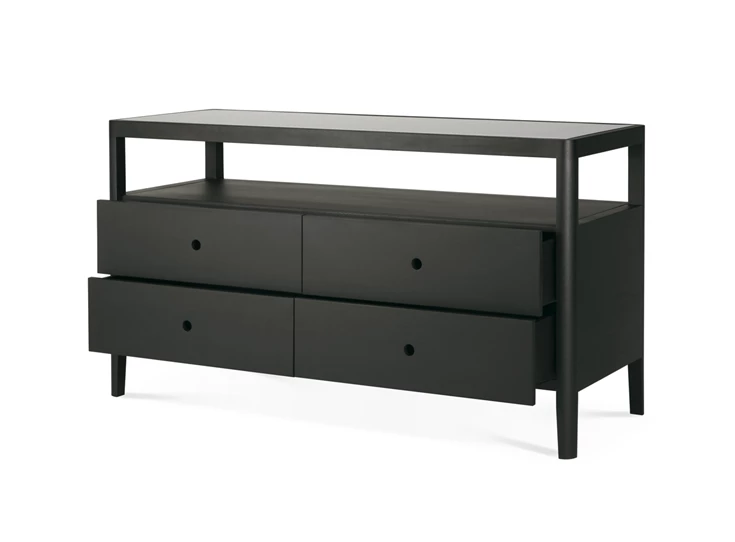 Zijkant lades open Commode Oak Spindle Black Dresser 51240 Ethnicraft