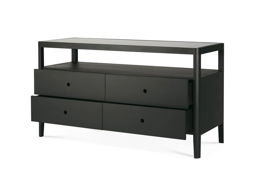 Zijkant lades open Commode Oak Spindle Black Dresser 51240 Ethnicraft