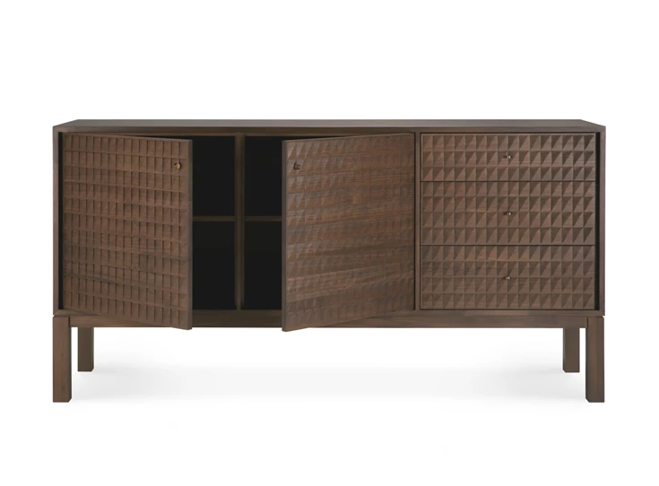 Deuren open Dressoir Teak Sono Light Brown Cupboard 15346 Ethnicraft