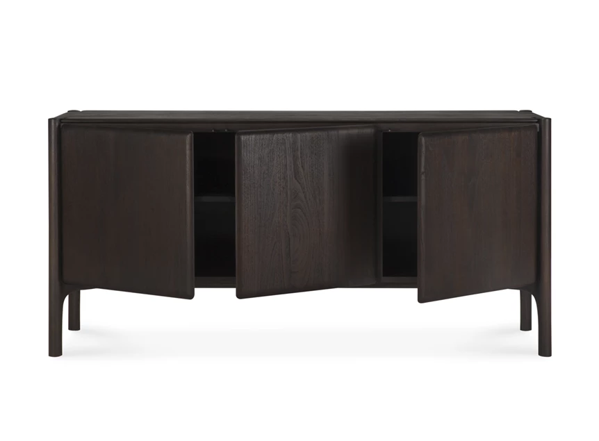 Deuren open Dressoir Teak Pi Dark Brown Sideboards 11572 Ethnicraft