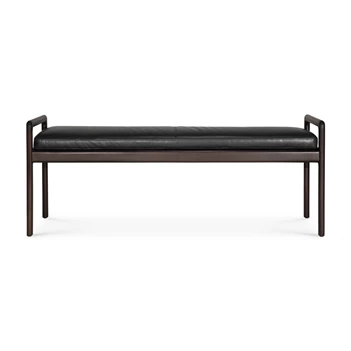 Bank Mahogany Jack Dark Brown Bench Black Leather 35124 Ethnicraft