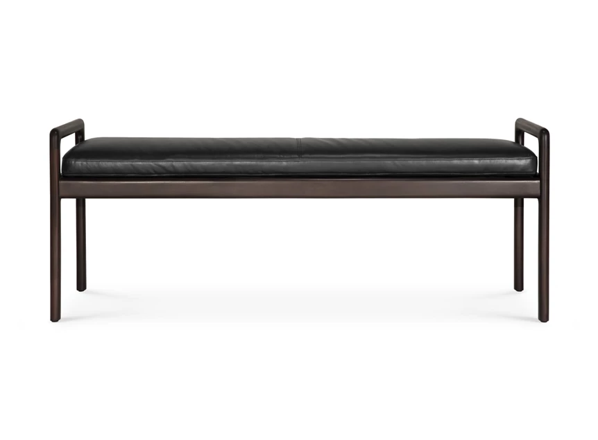 Bank Mahogany Jack Dark Brown Bench Black Leather 35124 Ethnicraft