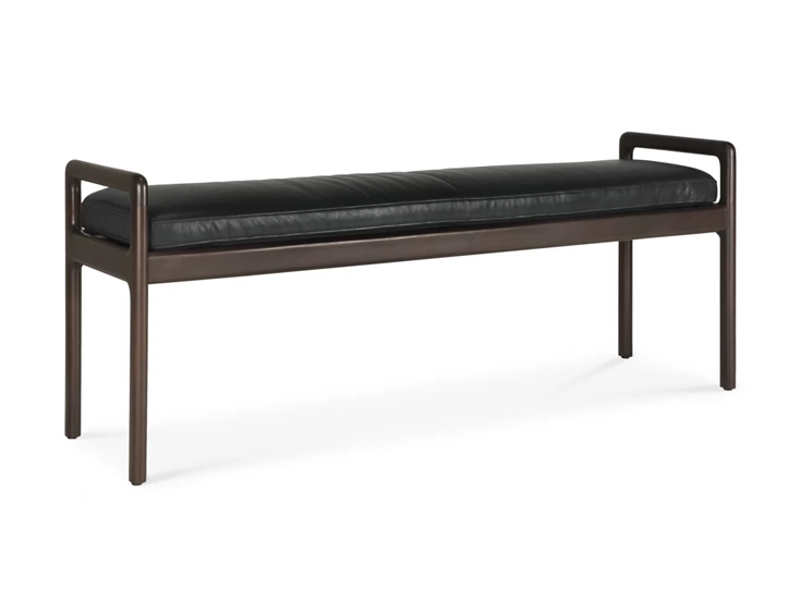 Zijkant Bank Mahogany Jack Dark Brown Bench Black Leather 35124 Ethnicraft