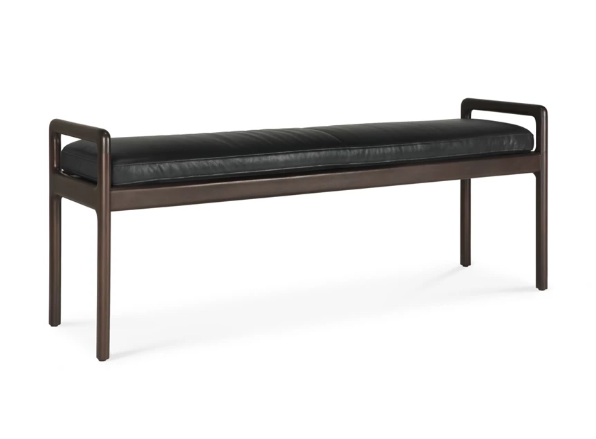 Zijkant Bank Mahogany Jack Dark Brown Bench Black Leather 35124 Ethnicraft