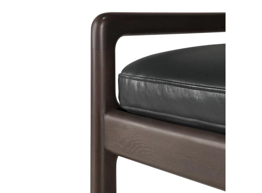 Detail Bank Mahogany Jack Dark Brown Bench Black Leather 35124 Ethnicraft