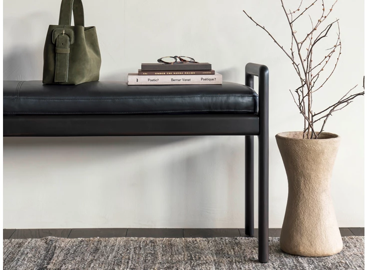 Sfeerfoto Bank Mahogany Jack Dark Brown Bench Black Leather 35124 Ethnicraft