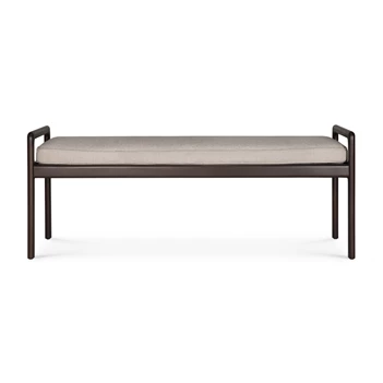 Bank Mahogany Jack Dark Brown Bench Ivory Fabric 35123 Ethnicraft